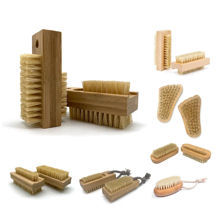 Manicure Pedicure Beech Fingernail Brushes Natural Cleaning Bristle Nail Scrub Brush Custom Nail Brush For Cleaning Fingernails