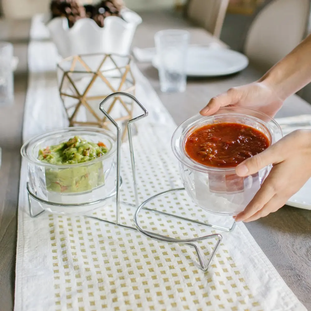 Wholesale party for chip and dip Chillers serving set Salad Bowl On Ice chilled serving food Dip Bowls