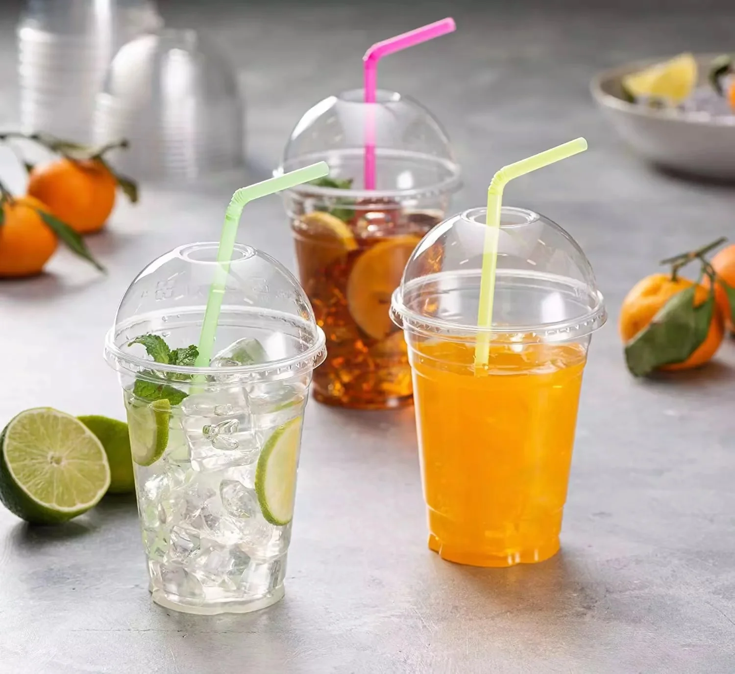 Custom Logo 12 24oz PP PET Transparent Plastic Cups with Lid Disposable Beverage Packaging for Milk Tea Wine