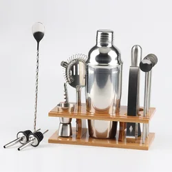 750ml Professional Bar Tools kit Shaker/Jigger/Muddler/Strainer Stainless Steel Cocktail Shaker Set with Stand