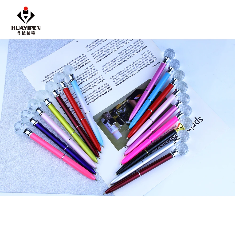Fun Light Up Diamond Pen Led Ballpoint Writing Pens Colorful Light Led Diamond Metal Pens custom logo color