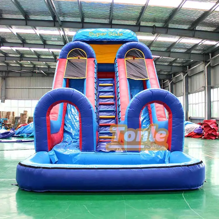 20ft double lane water slide inflatable slide with pool for sale