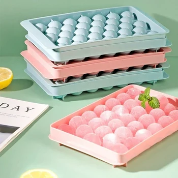 SYW111 OEM Round Ball Ice Tray Plastic Ice Cube Mold Refrigerator Circle Ice Ball Mold With Lid And Bin