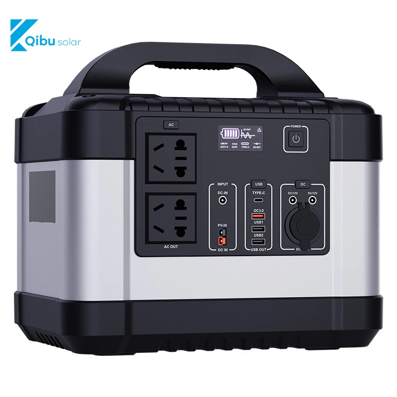 Qibu 1000w 110v 220v Camping Solar Rechargeable Emergency Power Station Portable Battery Pack