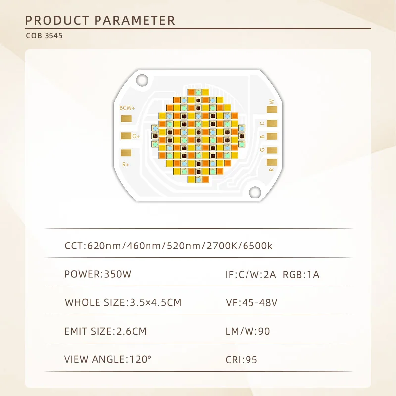 Customized Five Color COB LED Chips 2700K 6500K COB SMD Chip UV LED 180W 250W 300W 350W 500W 700W 800W
