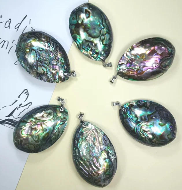 Manufacturers direct sales double sided abalone shell natural shell pendant DIY accessories accessories