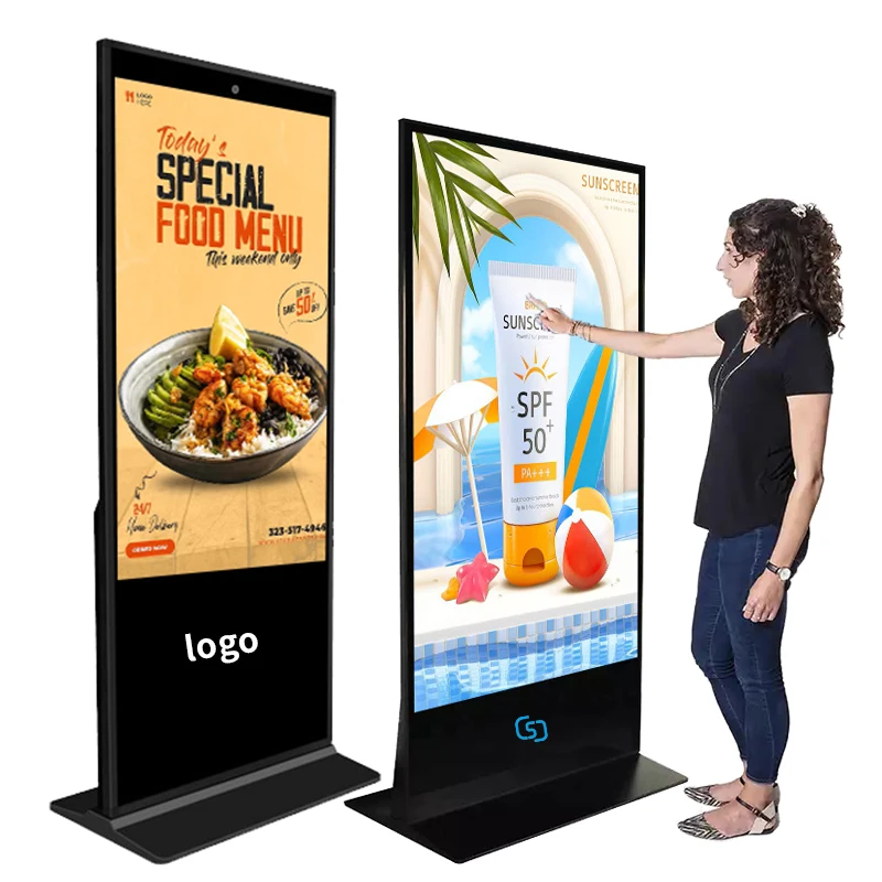 CSJ EM Digital Signage Advertising Video Player Indoor Interactive LCD Totem Display Kiosk Floor Standing Touch Screen