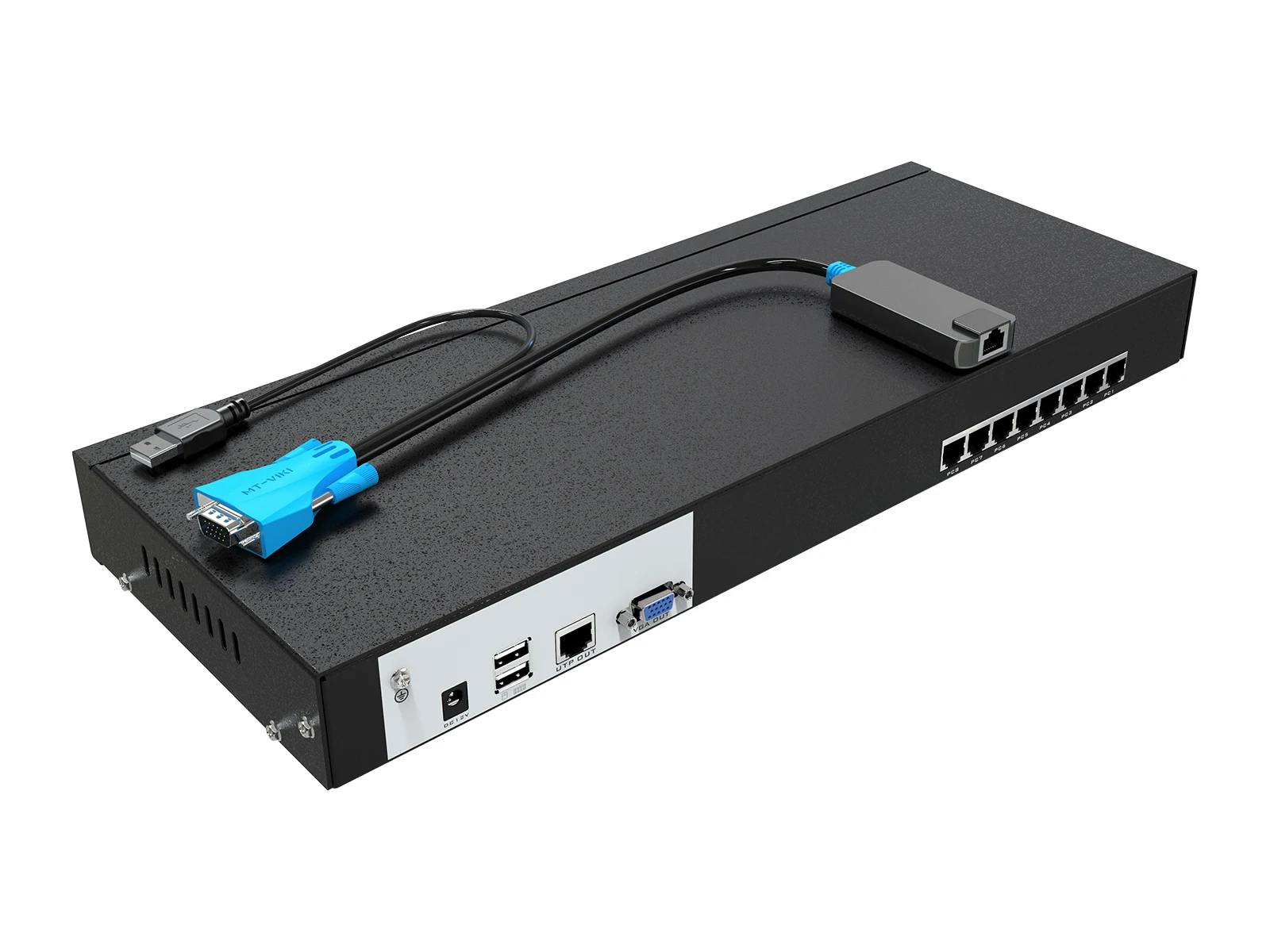 8 Port USB VGA KVM Switch over Ethernet, MT-VIKI VGA Extender KVM Console 8x1 over Cat5e 6/7/8 + 8 VGA to RJ45 Adapters