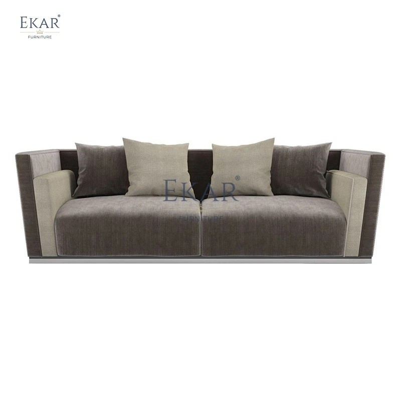 Modern European Multi-Seater Sofa Luxurious Comfort Sleek Wood Velvet Modular Corner Living Room Furniture Hall-Three Seat