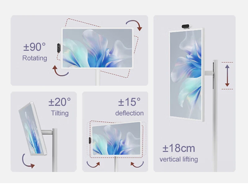 32 Inch Vertical Display Portable Android Touch Screen Tv Floor Standing Mobile Smart Tv 32 Inch With 800w Camera