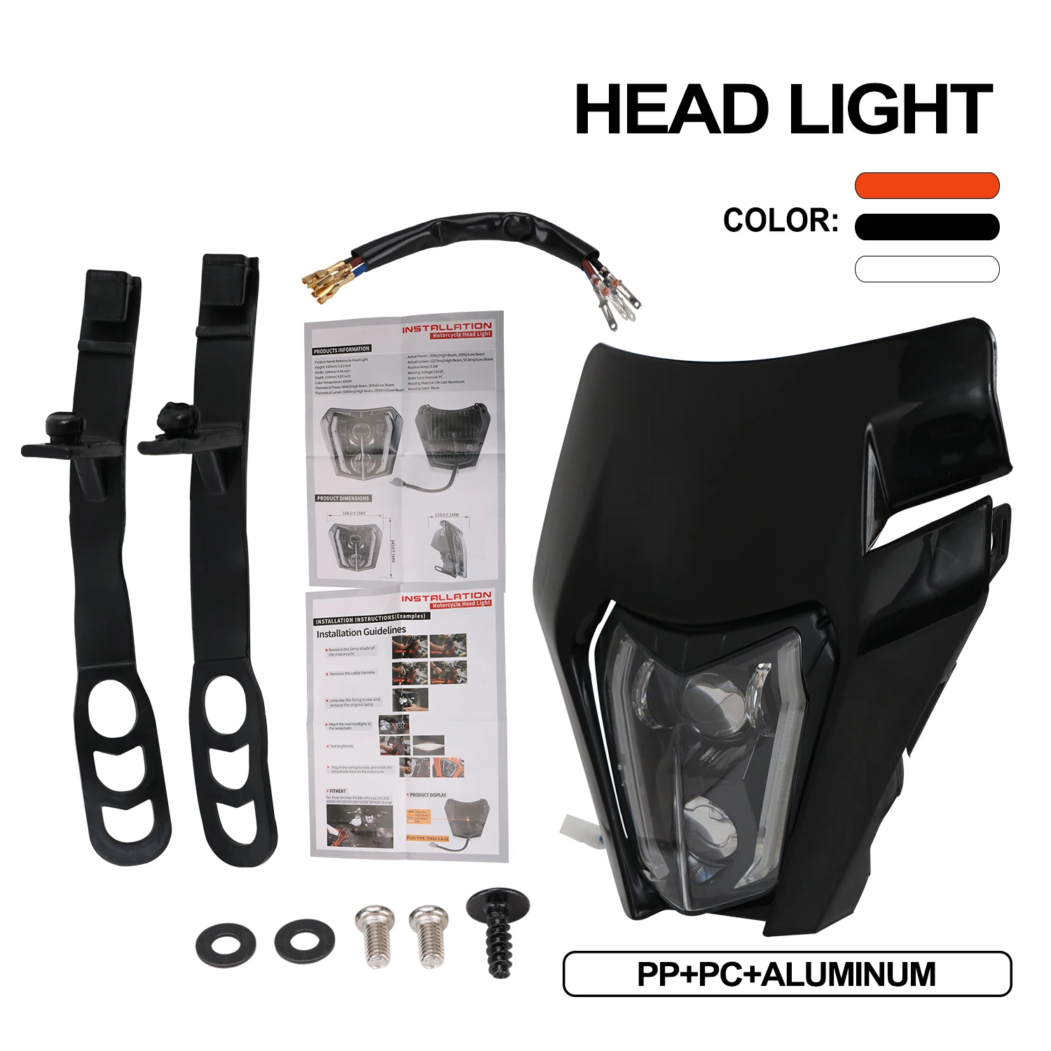 JFG Dirt Bike Pit Bike Motocross Fairing Bike Headlight Lamp Led Motorcycles Universal Headlight