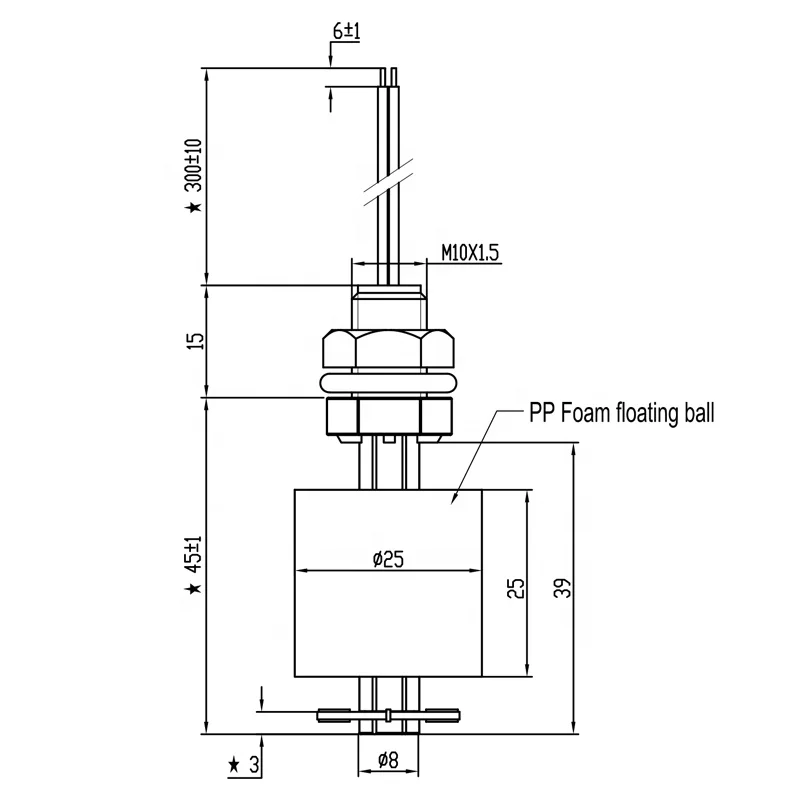 PP Magnetic Water Tank Water Level Float Switch for Submersible Water Pump