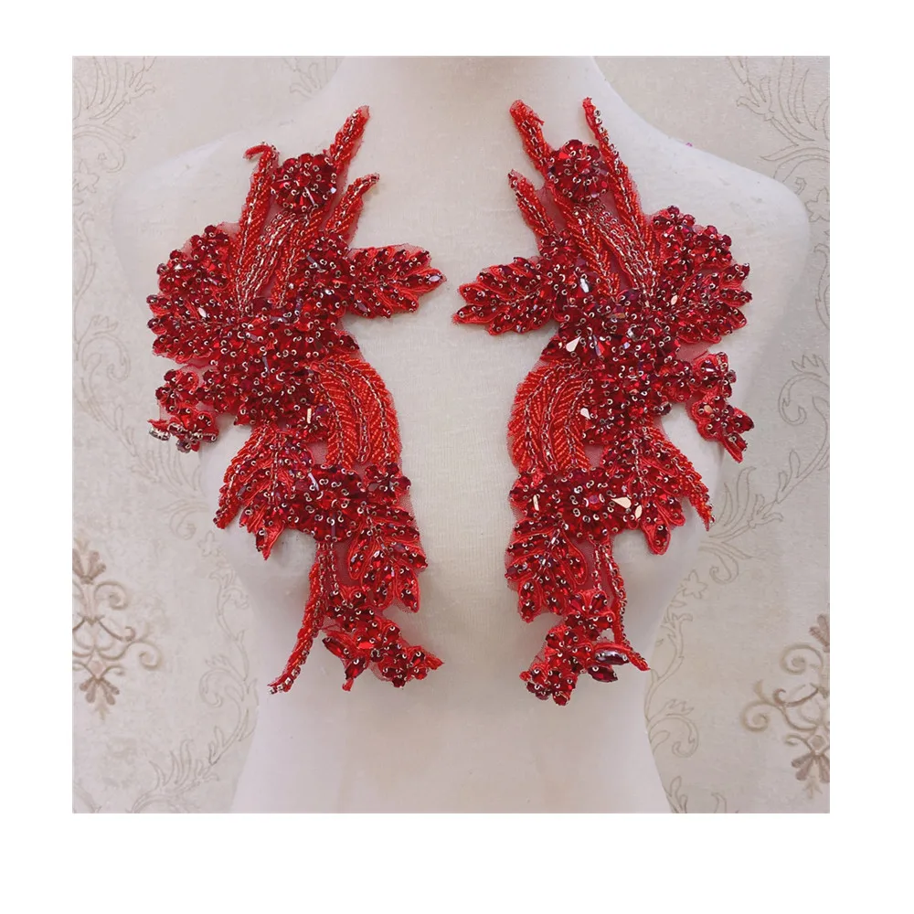 New pair of crystal rhinestone wedding collar with  beaded  appliques  for clothes decoration