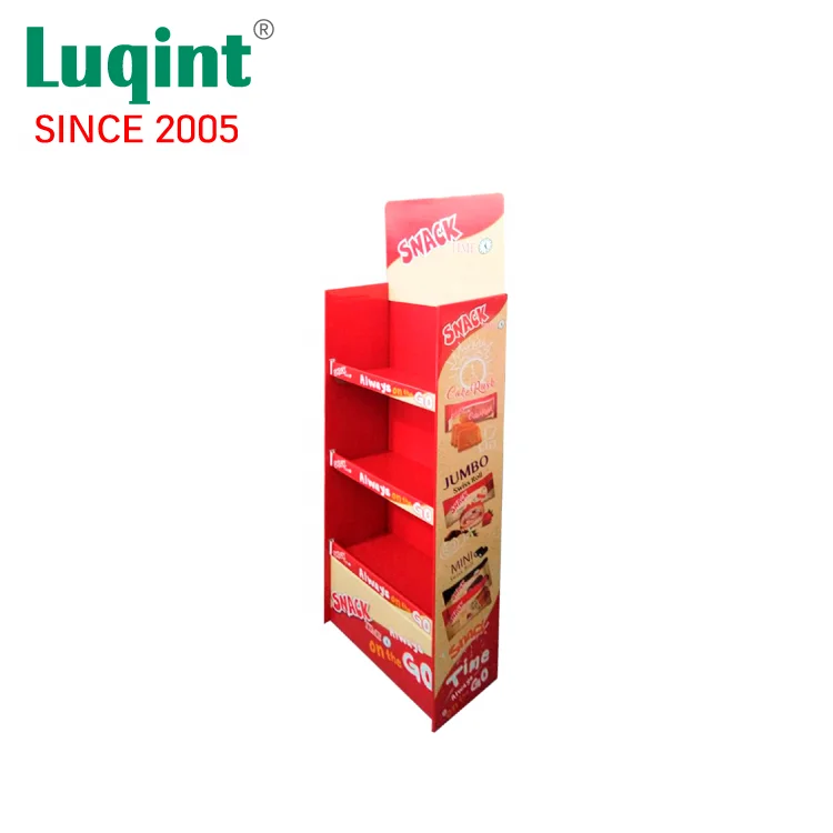 Prepack Creative Design Corrugated Cosmetic Floor Displays Stand, POS Cardboard Display Stand for Gift Bag Card Merry Christmas