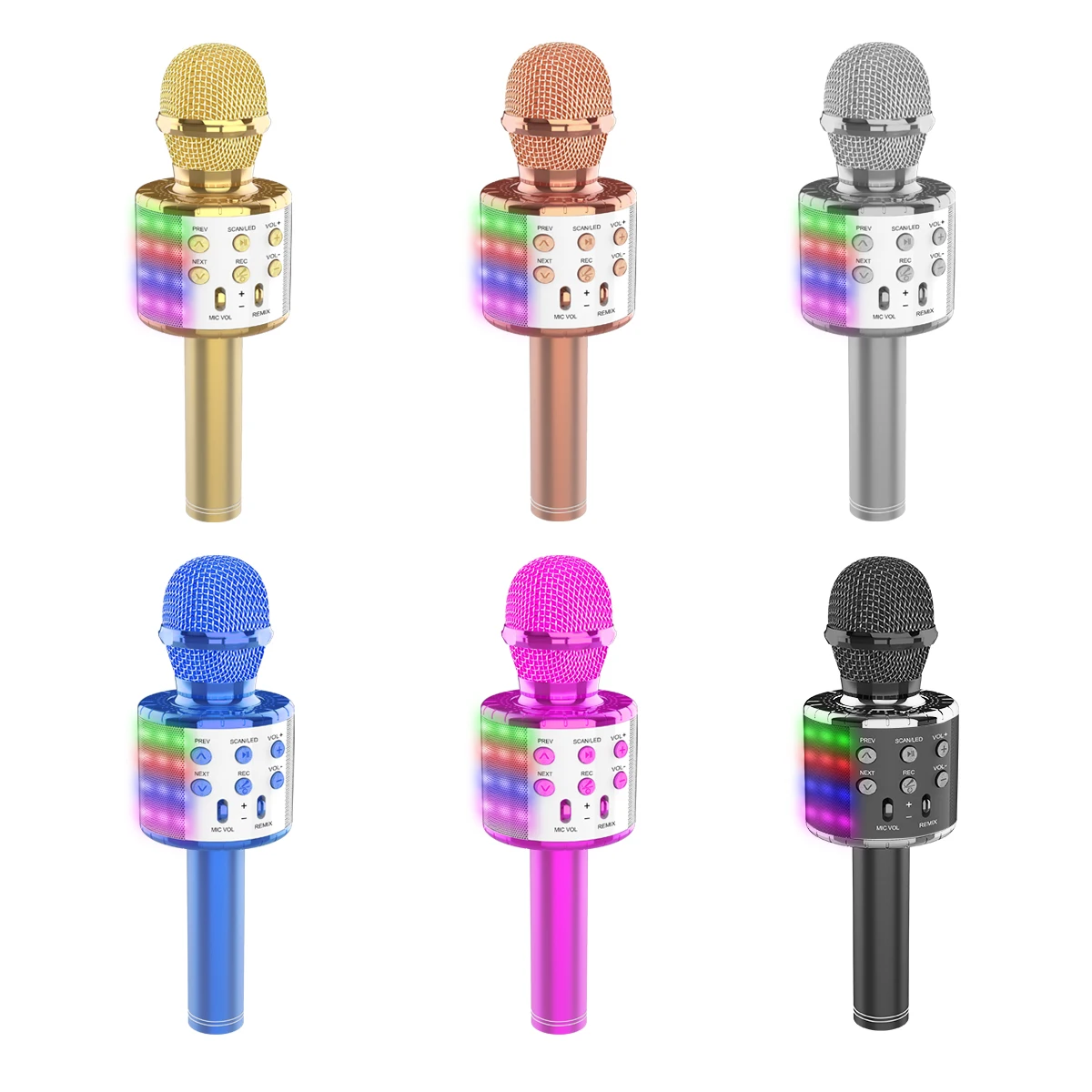 WS858L with LED light HOT USB wireless Microphone Karaoke Handheld Mike Speaker Home KTV Party Speech Mic for Smart Phone PC