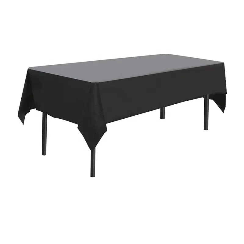 Disposable Tablecloths Birthday Party Plastic Fitted Table Cover Handmade Carton Packing Square Modern Solid Plain Dyed PEVA