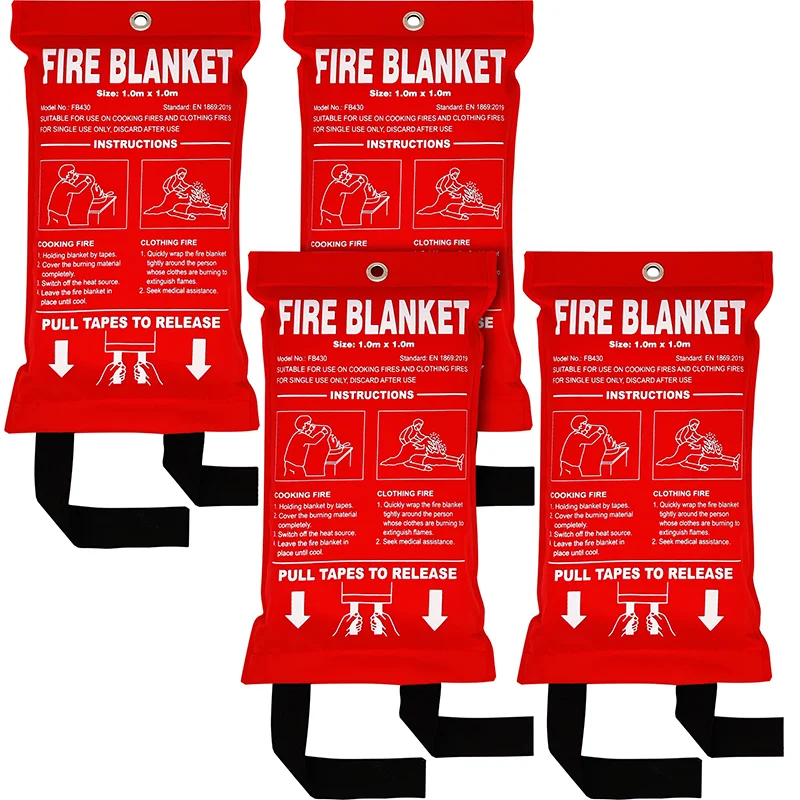 Fiberglass Emergency Fire Blanket 1*1m Home Kitchen Fire Proof Retardant Extinguish Blanket Manufacturer