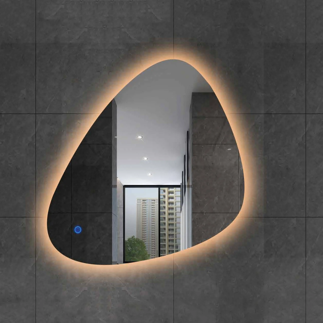 Custom Special Shaped Intelligent Bathroom Anti Fog Mirror Wall Mounted Bathroom Smart Bathroom Mirror