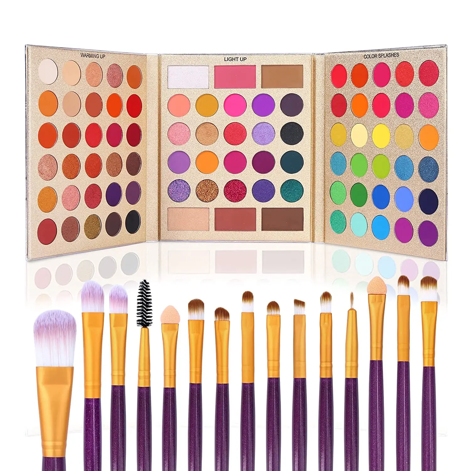 New Matte Opaque Sweat-resistant Multifunctional Cosmetics Makeup Palettes Set with 15Pcs Brush