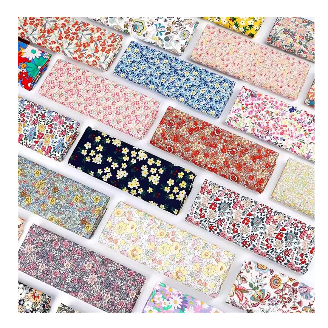 Hot Sale Cotton DIY Clothing Fabric Multicolor Hand Made Printing Fabric Garden Flower Poplin 100% Cotton Fabric