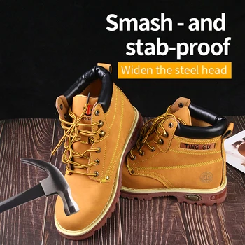 High-quality micro fiber leather rubber sole safety boots  waterproof non-slip industrial steel toe high ankle  safety boots