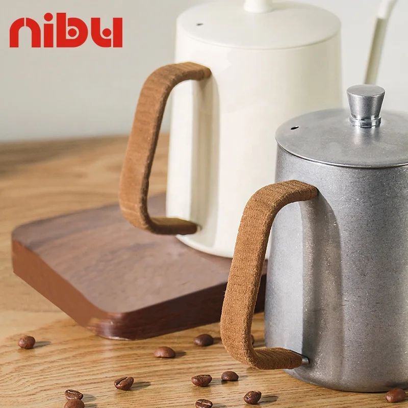 NIBU роскошная кожаная веревка длинный узкий ручной кофейник жаростойкий чайник для кофе
