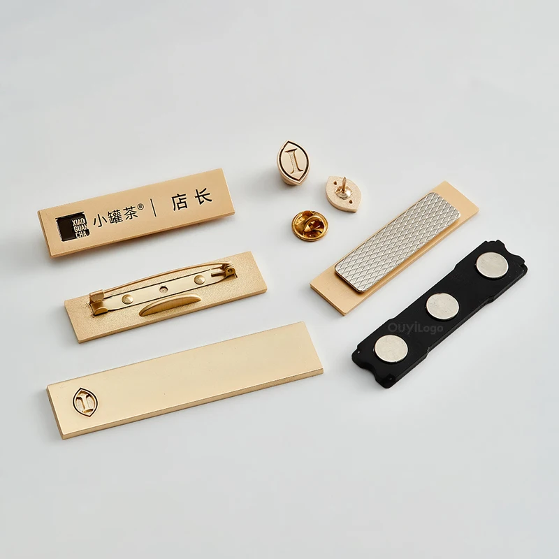 Personalised Custom Magnet Laser Stainless Steel Blank Pins Aluminum Metal Logo Name Plate Tag Badges