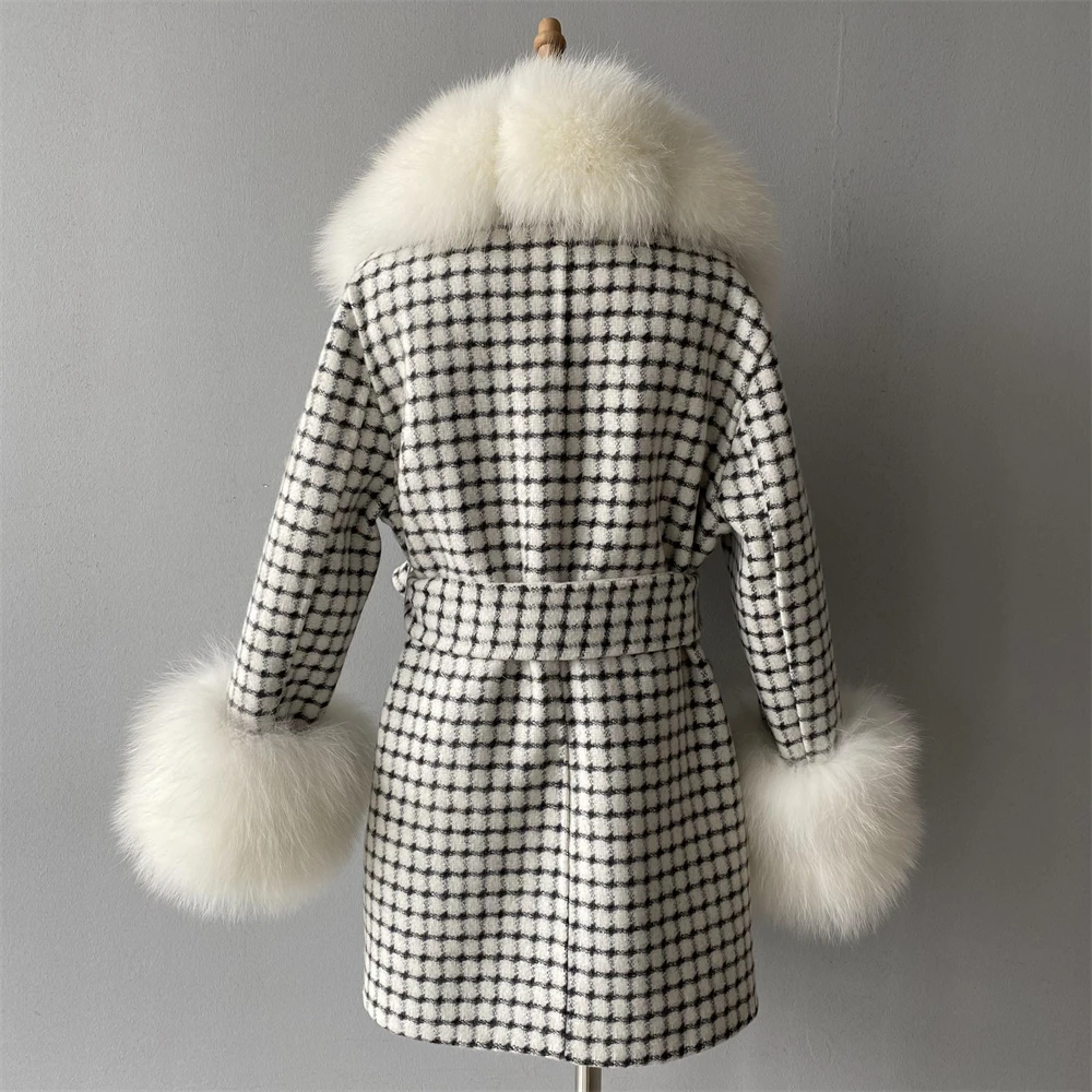 Winter Wholesale Toddler Children Wool Coat With Real Fox Fur Collar And Cuffs Custom High Quality Cashmere Coat Kids
