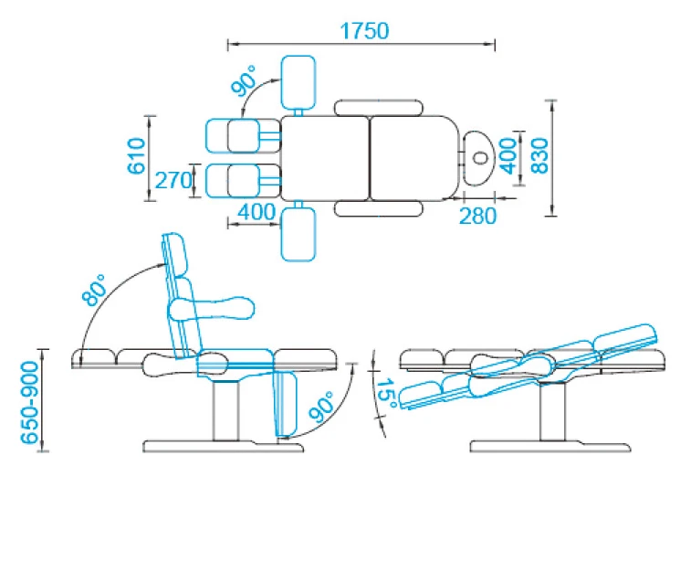 New design three-stage white beauty salon furniture high adjustable spa electric massage bed