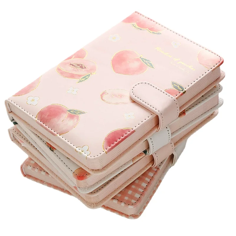 Блокнот А5 персиковый с фруктами, ежедневник из искусственной кожи, ежедневник, блокнот с сердцем для девушек, портативный простой Ins, творческие книжки для студентов