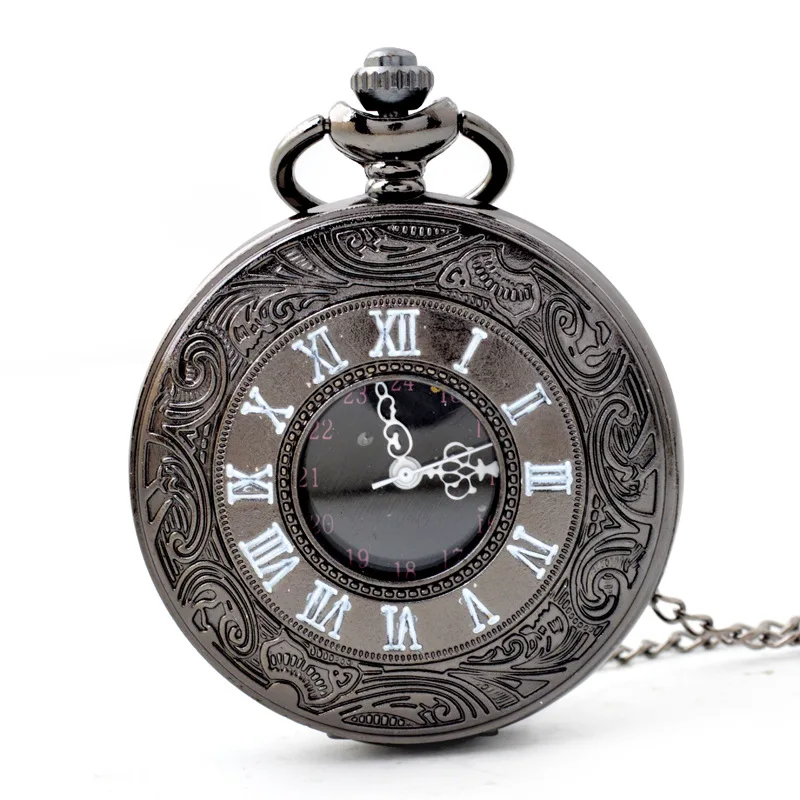 Pocket Watch Roman Classic Retro Hollow out Quartz Watch Alloy 12/24 Hour Scale 60 Minute Scale