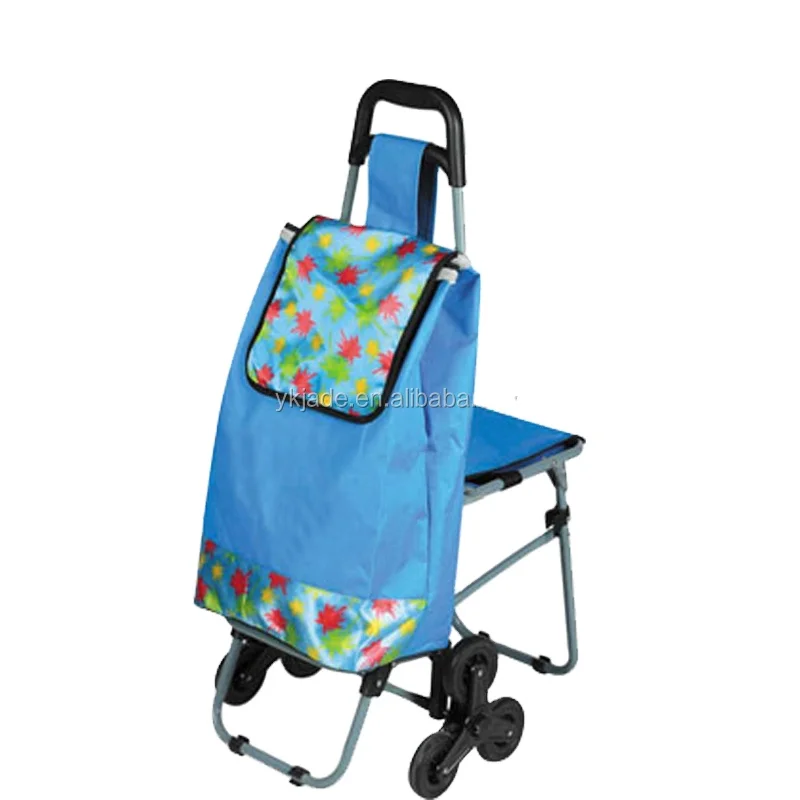 Online shopping electric shopping trolley with chair shopping cart bag