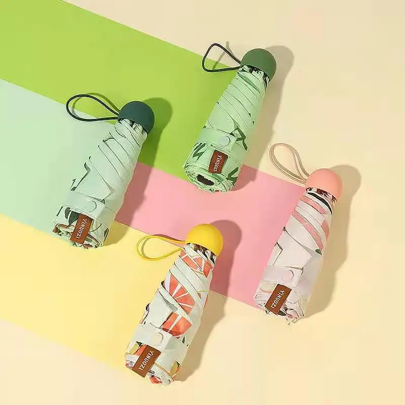 Fruit Small Pocket Umbrella For Travel Summer Gift Compact 5-Fold Umbrella Capsule Mini Sun Umbrella Anti UV