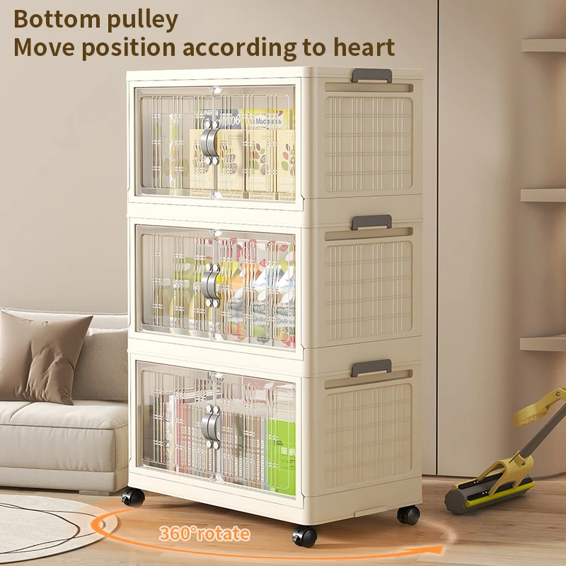 Factory supply large capacity folding storage box multilayer modern design stackable dust proof plastic storage cabinet