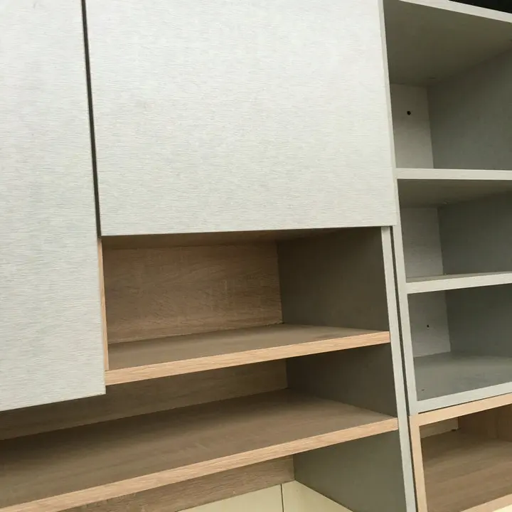 Melamine door G handle hang simple thailand white oak standing kitchen cabinets designs