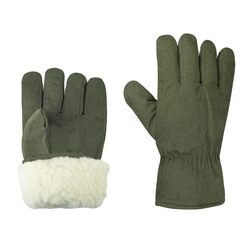 Cotton Cloth Lamb Fleece Winter Super Warm Work Outdoor Cold Freezer Cycling Low Temperature Resistant Mitt Hand Glove Thermal