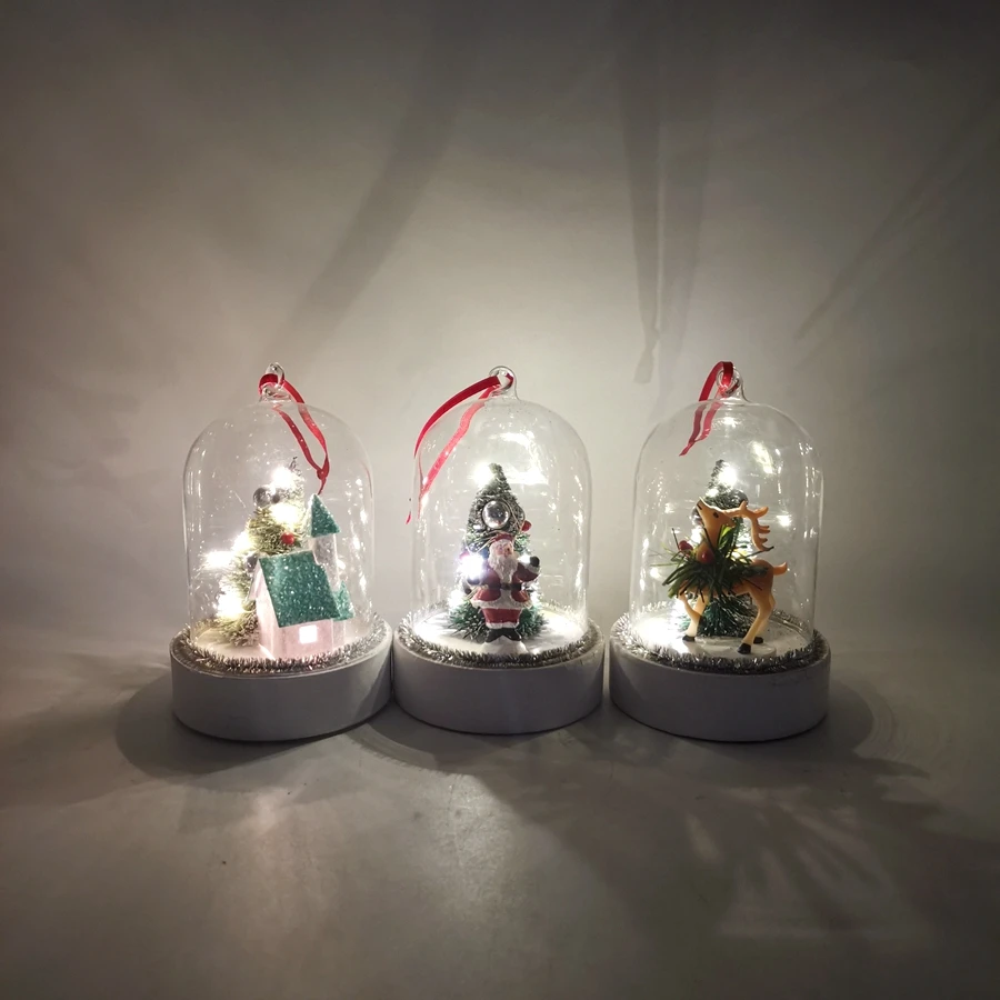 LED Christmas House deer Santa Claus Customizable Ornament Glass resin Base Dome