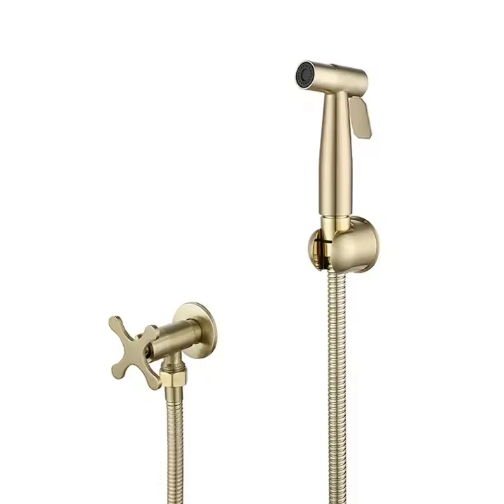 Luxury Brushed gold Wall mounted 304 Stainless Steel Toilet Bidet Sprayer Set Shattaf Muslim Shower Bidet Sprayer