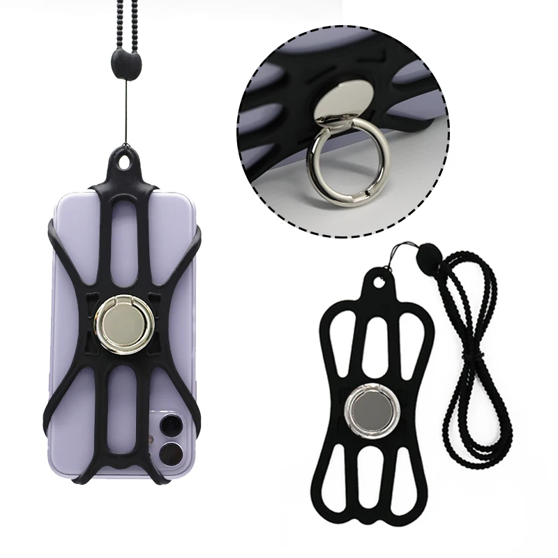 Professional Manufacturer Wholesale Silicone Phone Case Lanyard Mobile Phone Case with Ring Multifunction Camouflage Phone Case