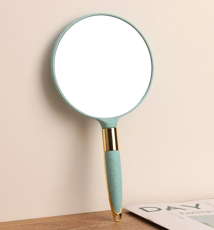 Custom European Style Vanity Hand-held Cosmetic Mirror Vintage Hand Mirror With Handle For Salon Barber Hairdressing Makeup