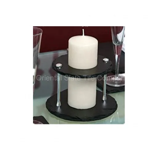 Cover of Slate Candle Square Terrazzo Candle Wholesale with Stone Candlestick Holder Christmas Print White Handmade