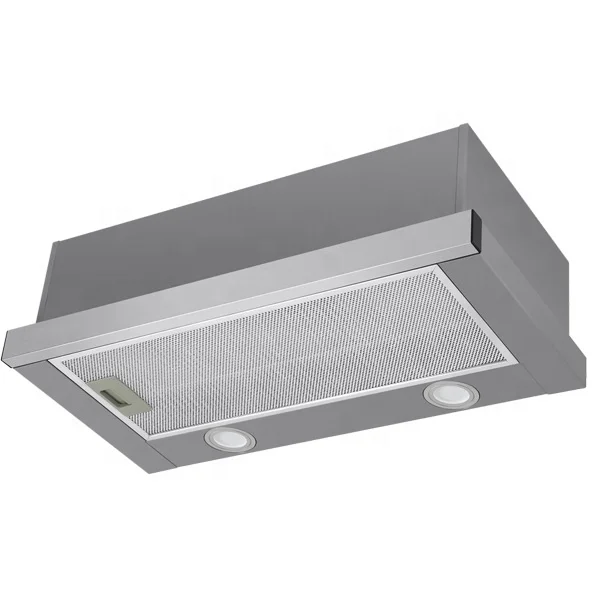 Under Cabinet Slim Hood Led Lighting Parts Black Painted Cheap Model Slide-out Telescopic Quiet Range Hood Kitchen Chimney