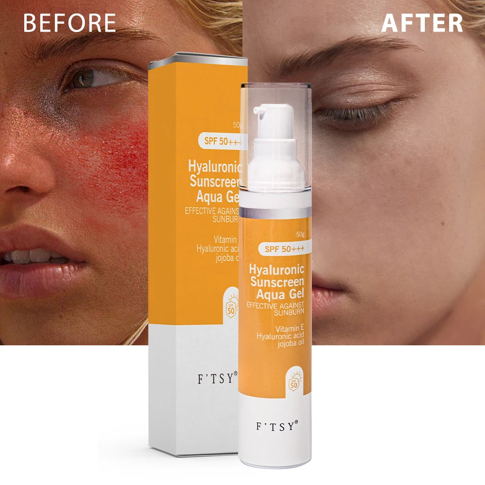 Private Label SPF 50 PA++++ hyaluronic acid watery sun gel sunblock cream custom sunscreen spf 50