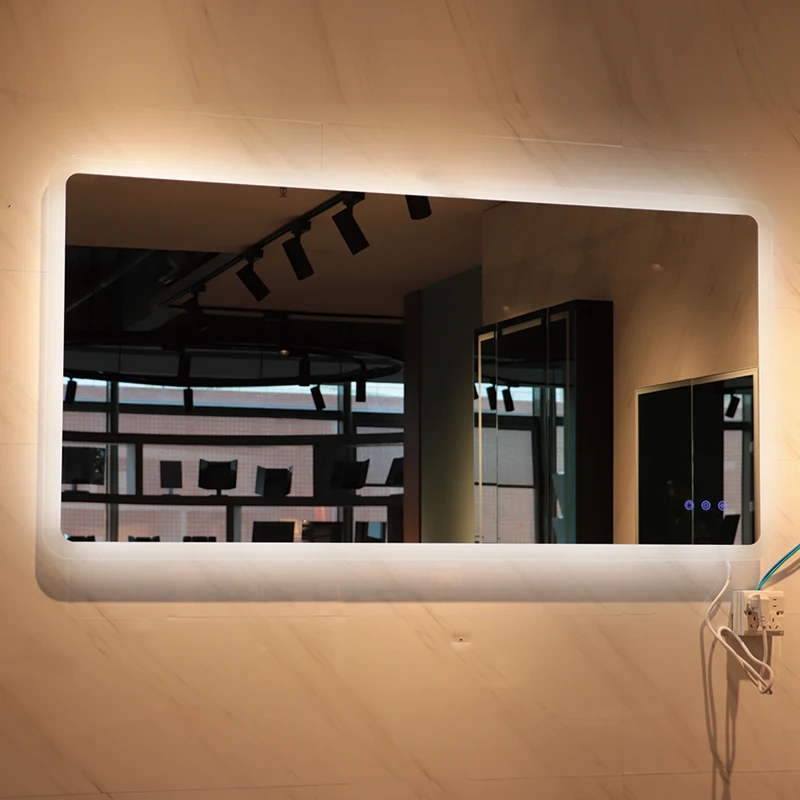 wall mounted backlit illuminated hotel bathroom led bath mirrors with touch sensor and anti fog