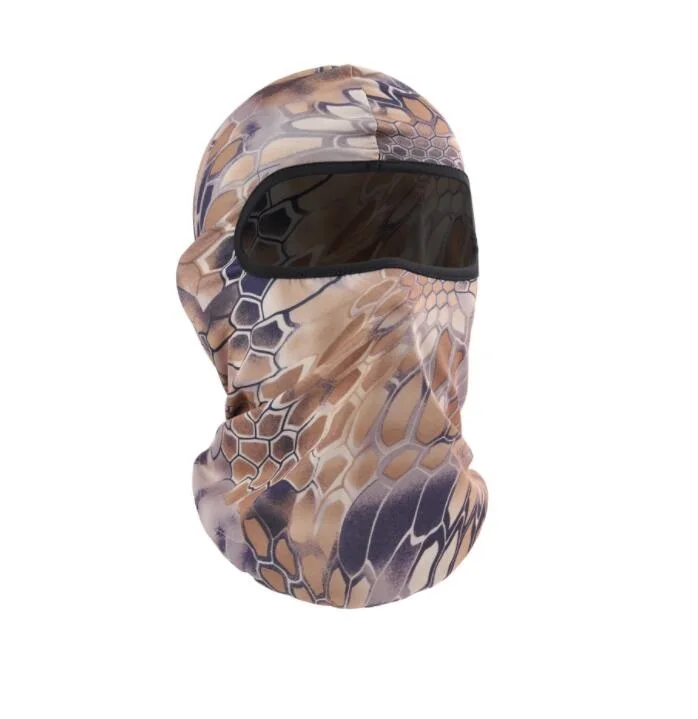 Wholesale custom outdoor summer motorbike cycling windproof balaclava bandana ice silk camo print full face mask facemask hats