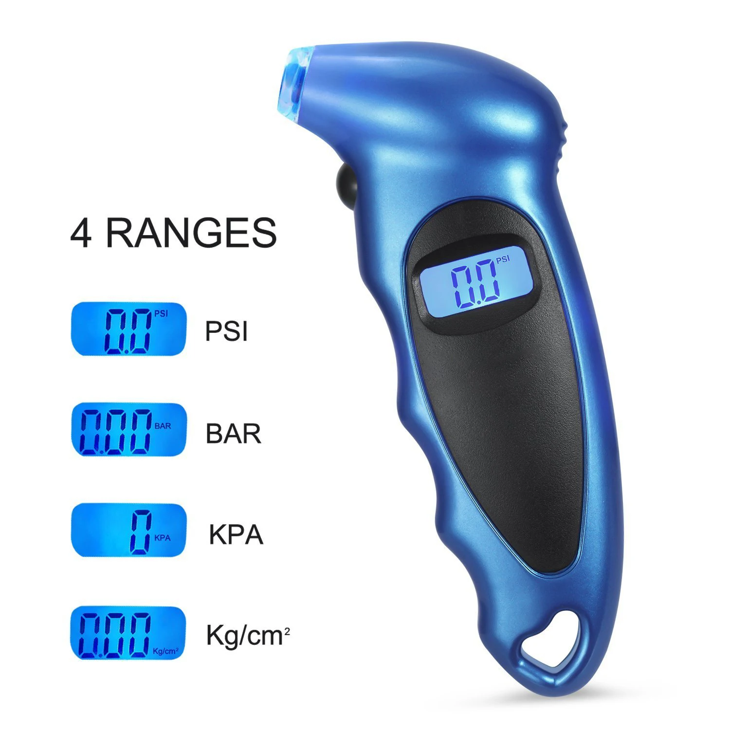 Digital Tire Pressure Gauge 150 PSI 4 Settings for Car Truck Bicycle with Backlit LCD and Non-Slip Grip