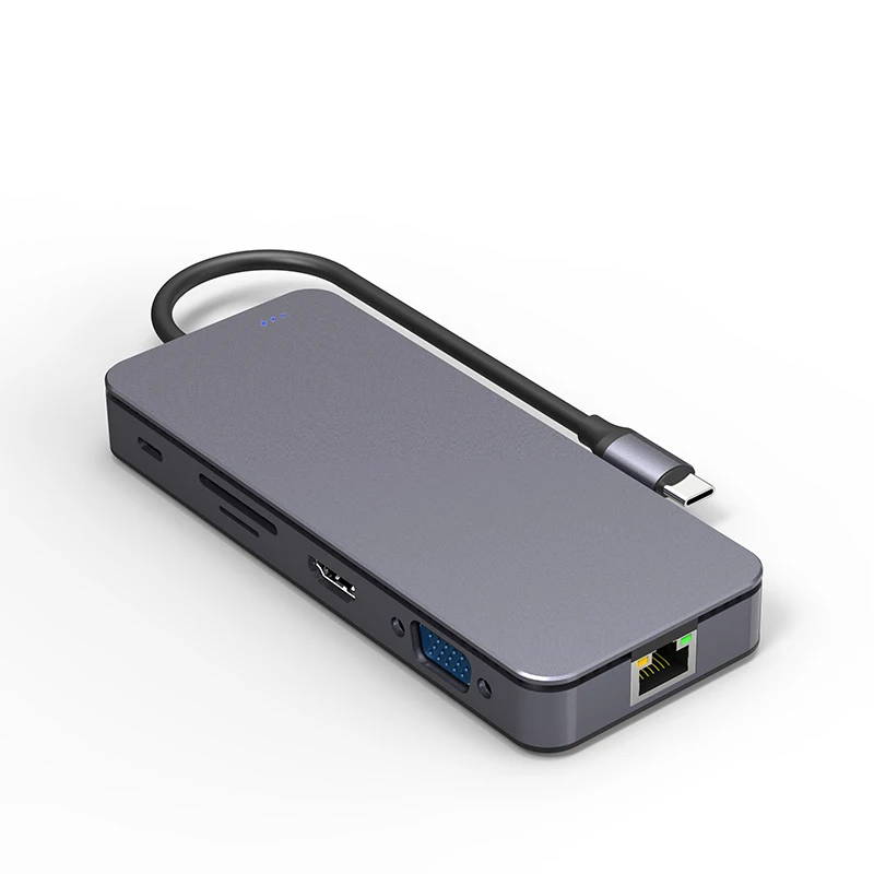 USBC PD charging MD VGA RJ45 gigabit ethernet C SD TF card reader 11 in 1 usb c hub