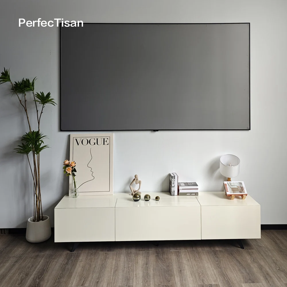 PerfecTisan integrated cabinet laser tv smart cabinet ust projector laser tv stand woeking with Wall Mounting projection screen