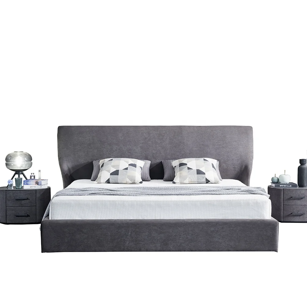 
XiaoPin2020 New Luxury Fabric Hotel Bedroom Queen Bed Frame 