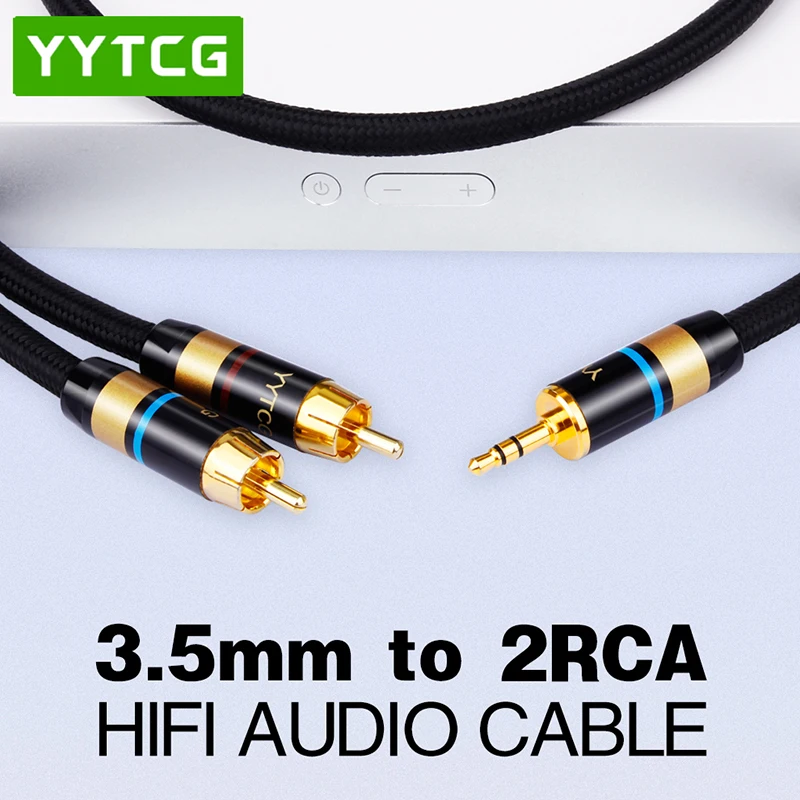 Y-образный сплиттер YYTCG Hifi от 3 5 мм до 2RCA стерео аудио кабель HiFi для аудиофила подключение телефона MP3 CD ПК к